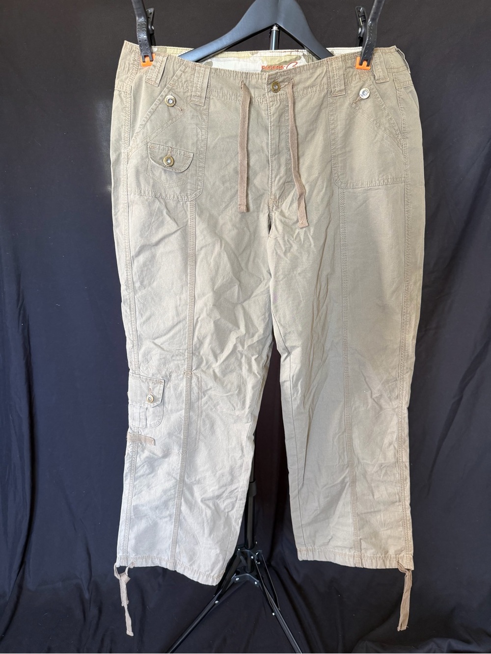 Women’s Khaki Casual Drawstring Cargo Pants - Beige